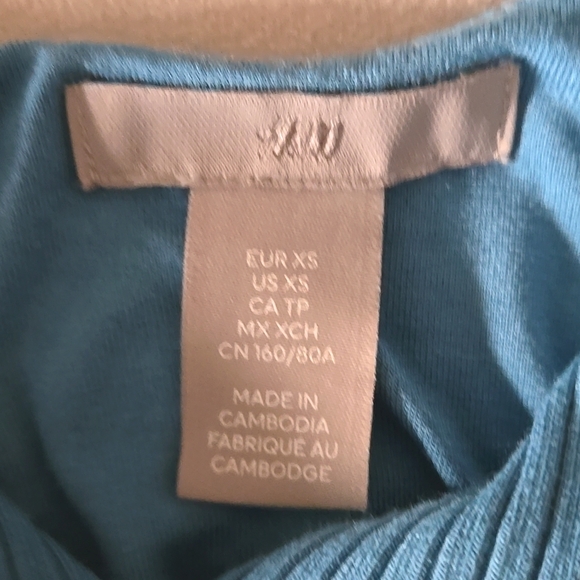 H&M Ribbed Top - Blue XS - Picture 3 of 3